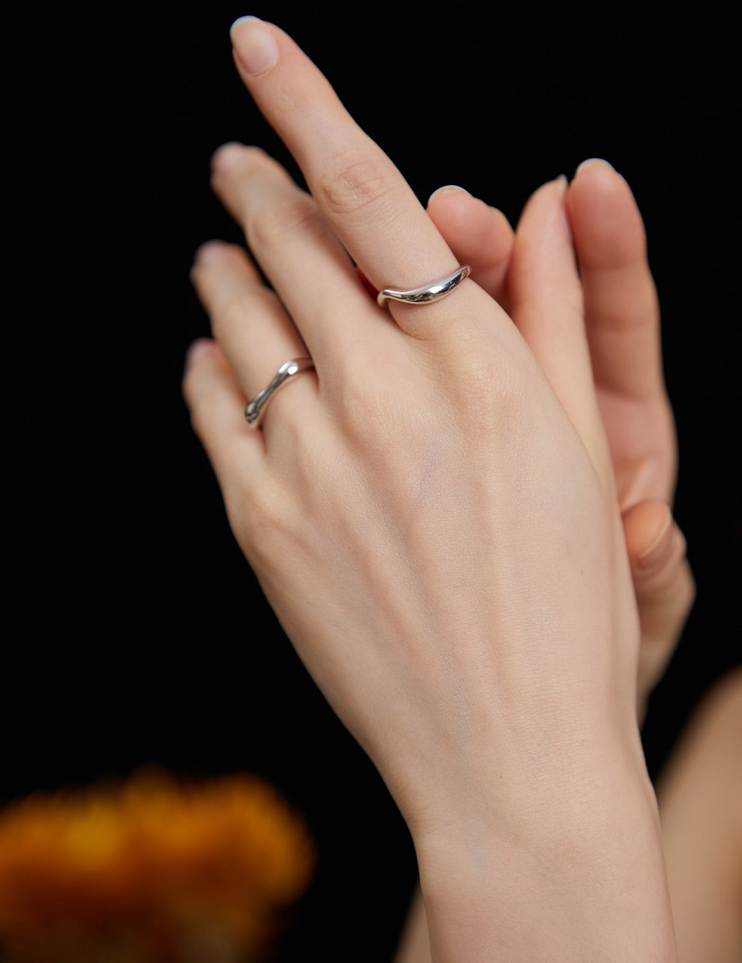 Natural Simple Sterling Silver Pearl Ring-B