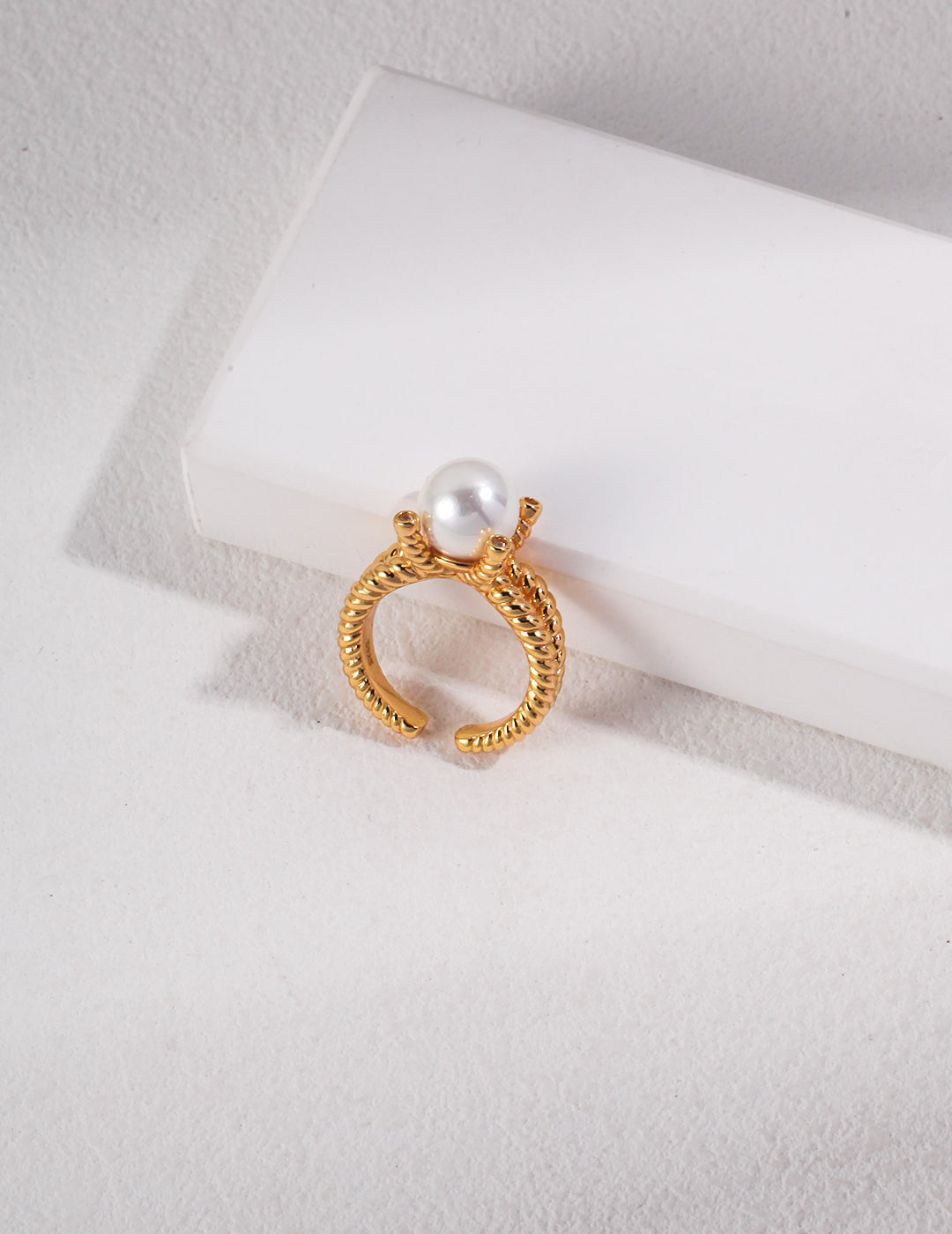 Natural Simple Sterling Silver Pearl Ring- D