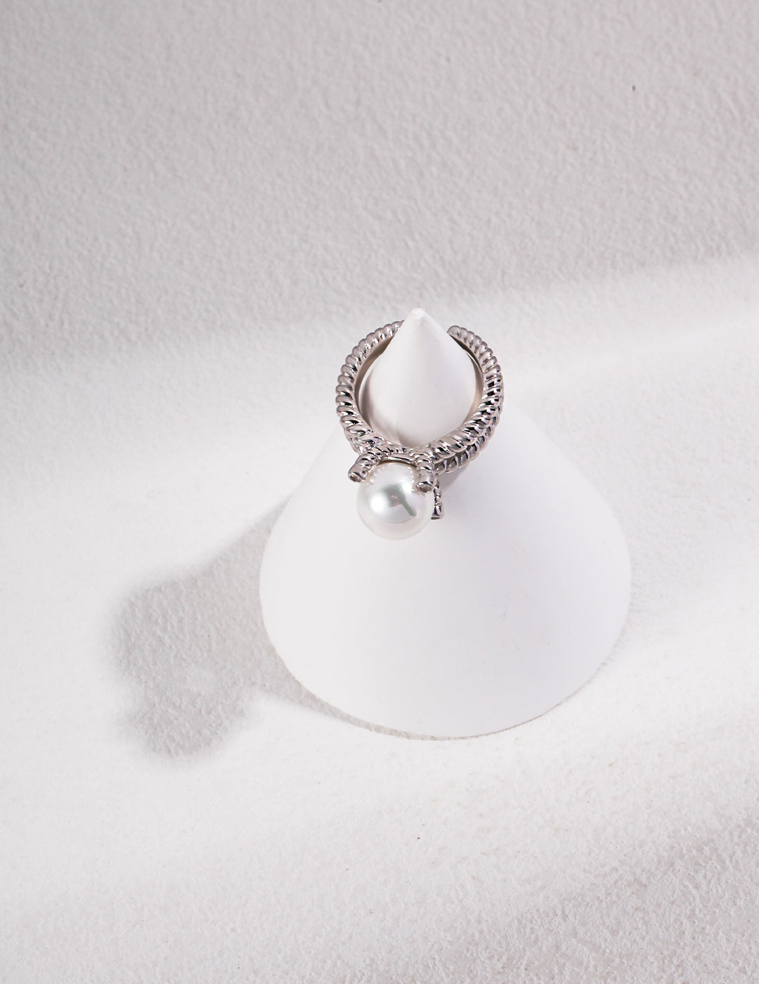 Natural Simple Sterling Silver Pearl Ring- D