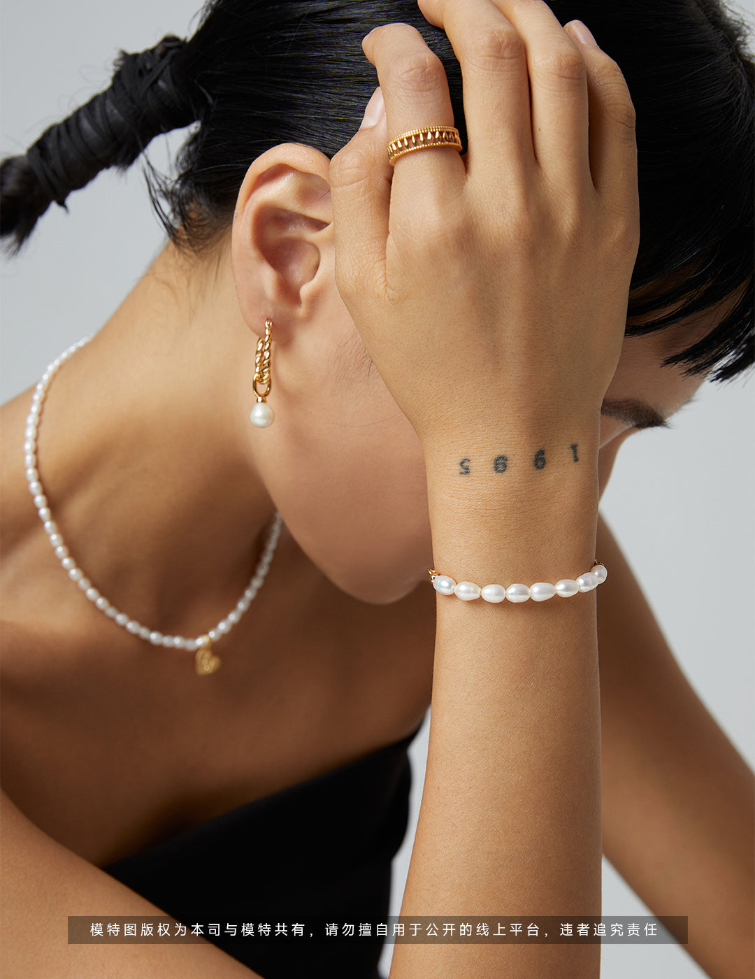 Natural Simple Sterling Silver Pearl Ring- E