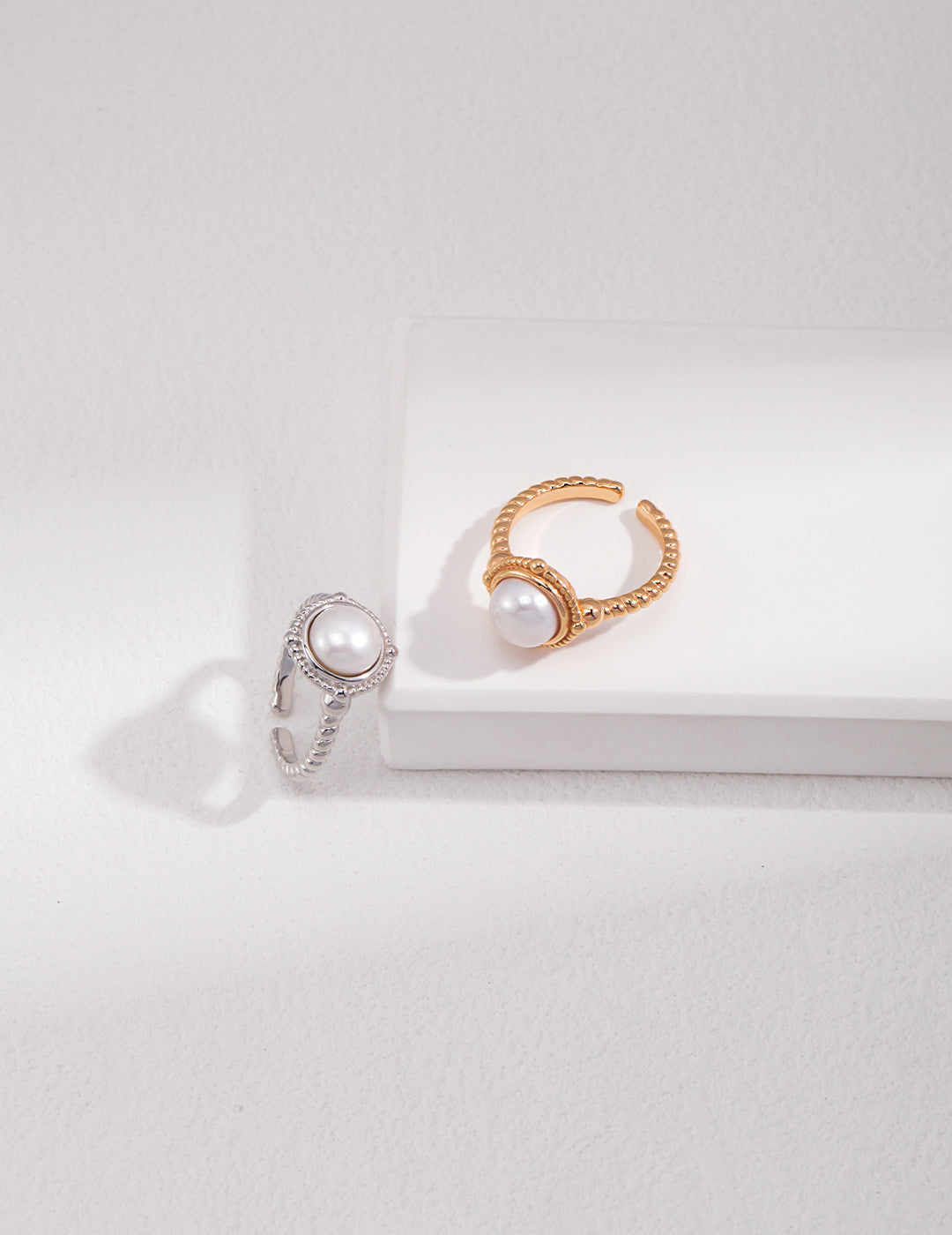 Natural Simple Sterling Silver Pearl Ring- G