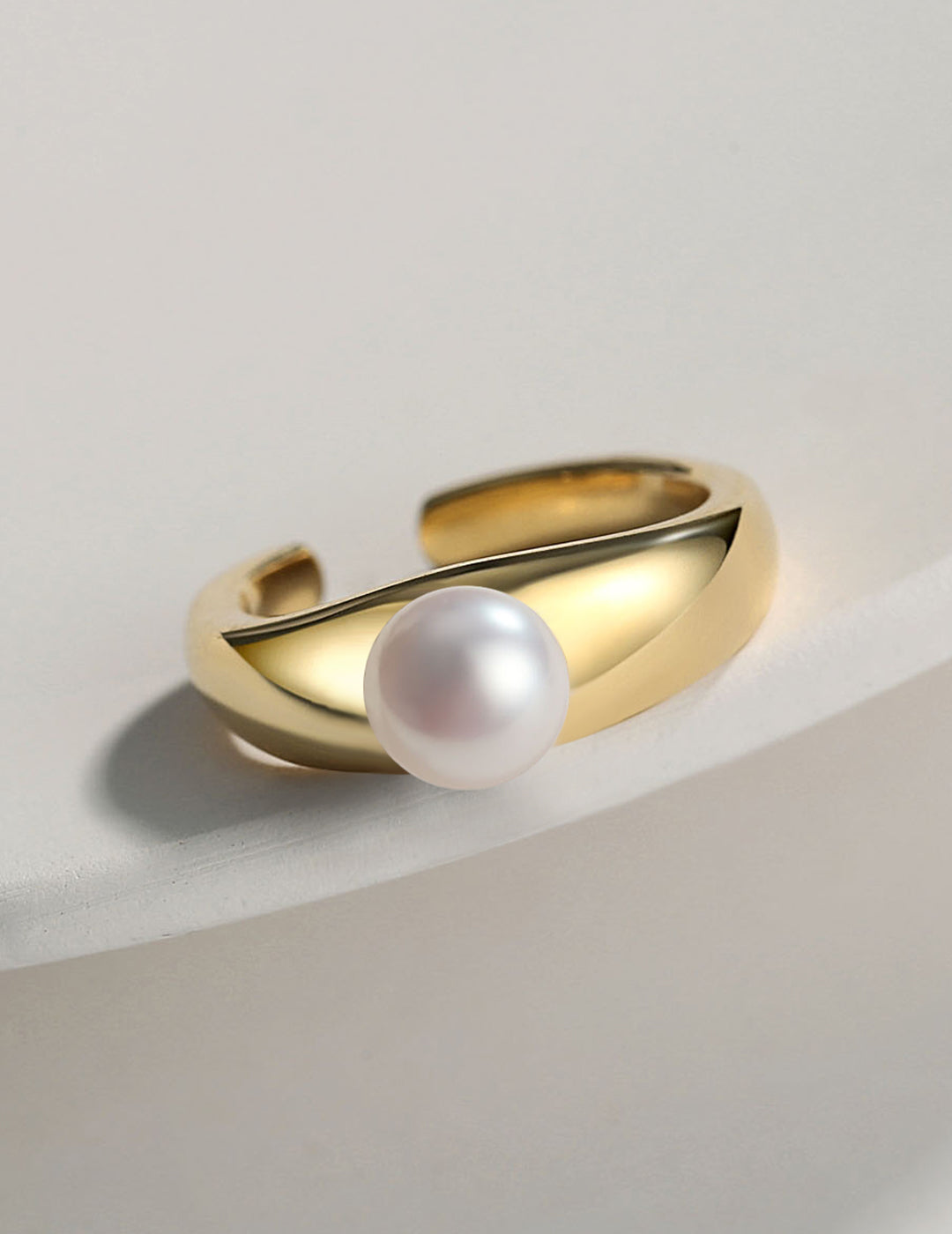 Natural Simple Sterling Silver Pearl Ring- H