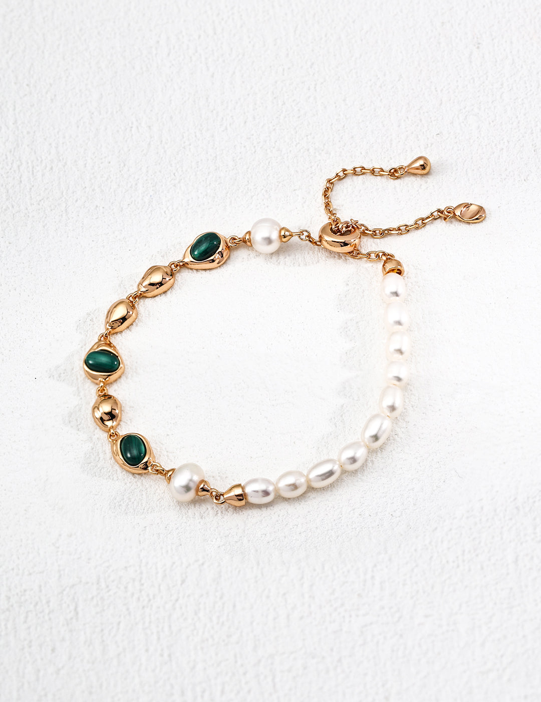 Malachite Sterling Silver Pearl Bracelet