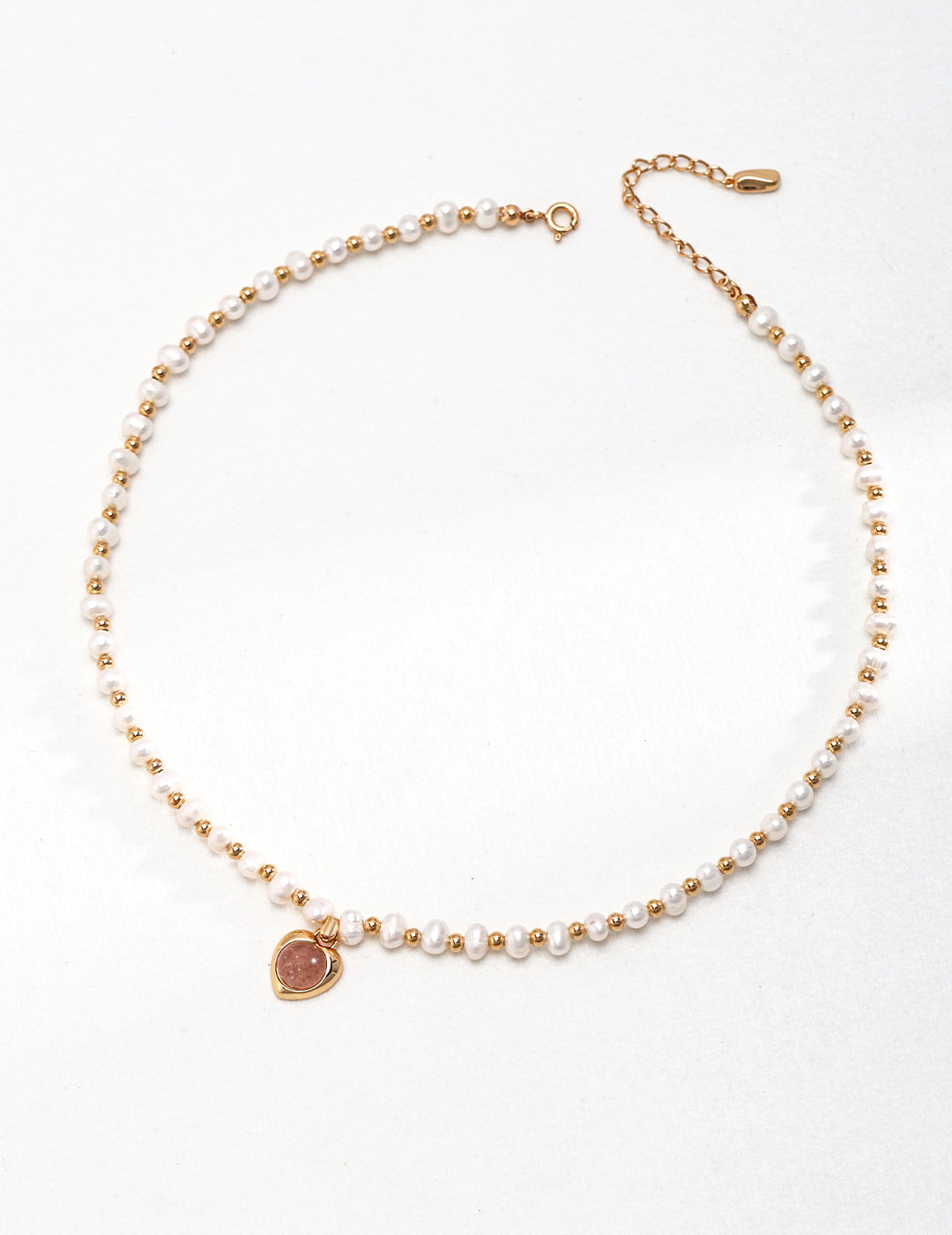 Strawberry Crystal Pearl Necklace
