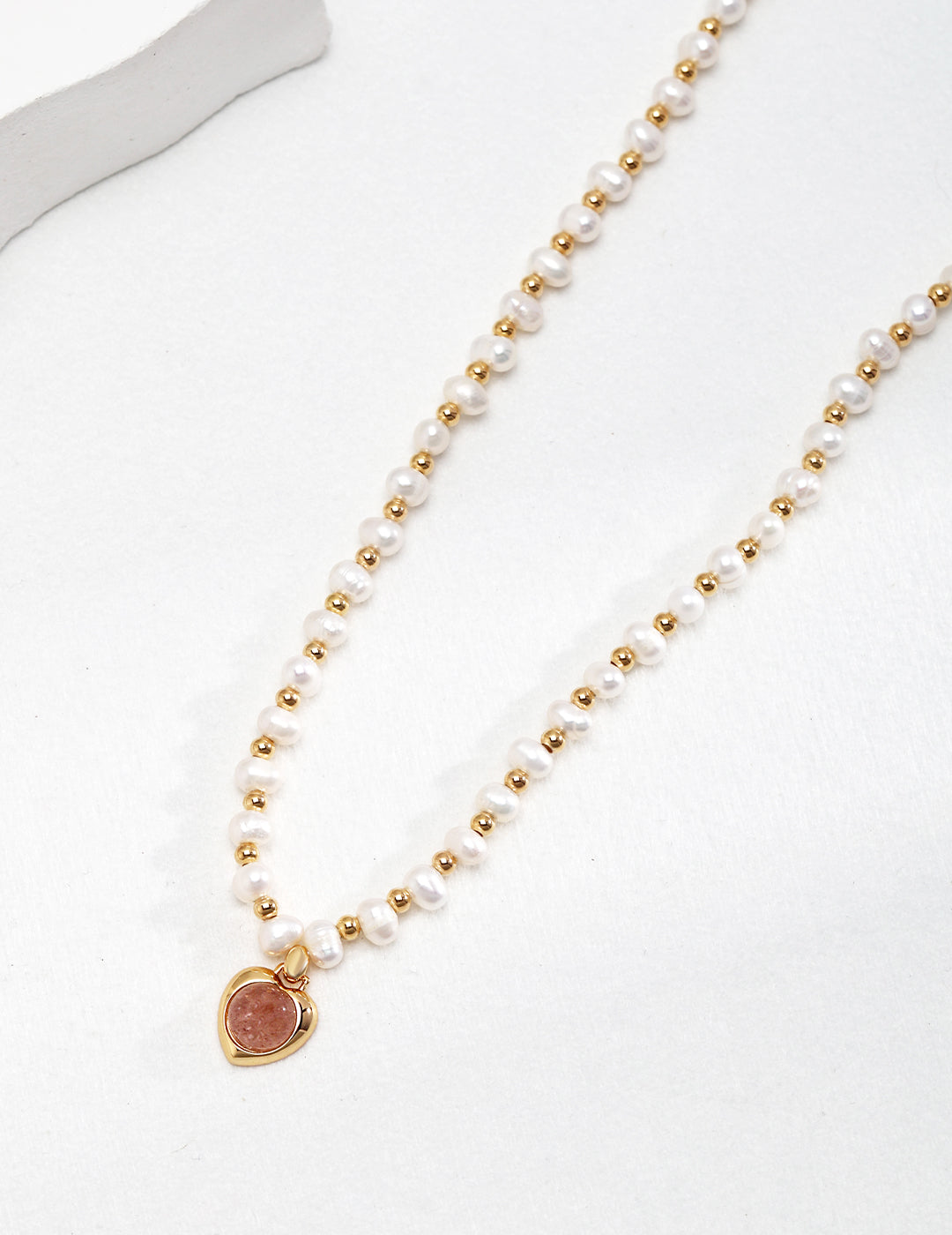 Strawberry Crystal Pearl Necklace