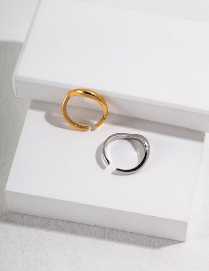 Natural Simple Sterling Silver Pearl Ring-B