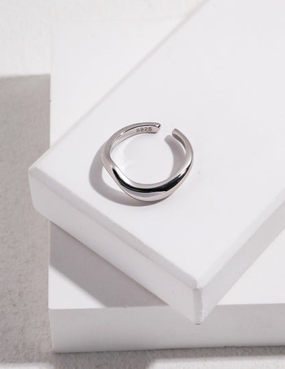 Natural Simple Sterling Silver Pearl Ring-B