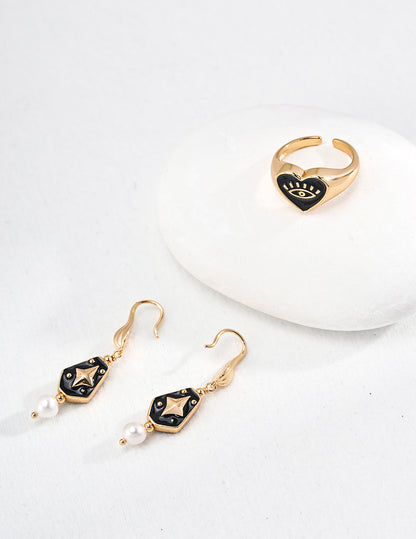 Geometric Sliver Pearl Earrings